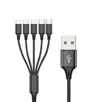 5 In1 USB 2.0 USB-A ตัวผู้ถึง2ไมโคร USB USB สายชาร์จ TypeC สำหรับ5อุปกรณ์