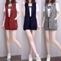 GN2778 **รบกวนสอบถามก่อนสั่งซื้อจ้า** เซท 2 ชิ้น เสื้อสูท Blazer + กางเกงขาสั้น