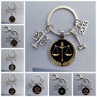 DIY lawyer keychain justice scale keychain judge justice hammer keychain law school student gift legal justice logo keychain