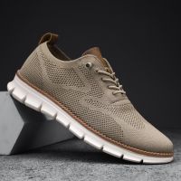 Men Mesh Knit Sneakers Sport Shoes Running Loafers Shoes for Men Breathable Flats High Quality Low Top Casual Tenis Masculino