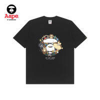 Aape เสื้อยืดแขนลำลองขาสั้นสำหรับผู้ชาย,เสื้อพิมพ์ลายการ์ตูนแบรนด์ร่วม SEBASTIAN SCHWAMM