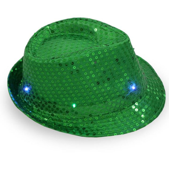 hotchildren-ผู้ใหญ่บริษัทโกลว์-led-แฟลชเลื่อมแจ๊สหมวก-light-up-fedora-หมวกหมวกนีออนพรรควันเกิดเครื่องแต่งกายเทศกาลแต่งงานฮาโลวีน