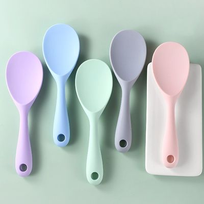 ♞ One-piece Silicone Rice Spoon Non-stick Rice Spoon Household Kitchen Utensils High Temperature Resistant Full Package Rice Spoon