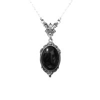 Vintage RedBlack Quartz Crystal Necklace Cameo Crystal Pendant for Women Antique Silver Plated Fashion Jewelry Fashion Chain Necklaces
