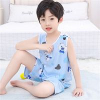 Childrens vest Shorts Set Baby air conditioning clothes girpdd/儿童绵绸背心短裤套装宝宝睡衣空调服女童男童棉绸中大童家居服薄tle3347251155.my 7.5