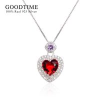 Fashion Necklace Pure 100% 925 Sterling Silver Crystal Heart Pendant Jewelry Clavicular Chain Wedding Gift For Woman Bride