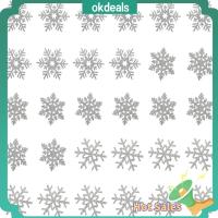 OKDEALS 30PCS เงินสีเงิน แผ่นผ้าเกล็ดหิมะ ผ้าผ้าทอ มี3สไตล์ การเย็บปัก อุปกรณ์เสริมเสริม เย็บบนหิมะคริสต์มาส สำหรับเสื้อผ้า