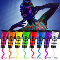 Body Face Paint Glow in the Dark Face Paint for Kids With Stencils UV Neon Fluorescent Art Painting Halloween Party SFX แต่งหน้า-BIANO