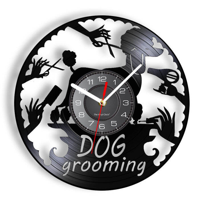 dog-grooming-salon-sign-vinyl-record-wall-clock-poodle-puppy-pet-shop-decor-dog-baths-haircuts-nail-trimming-retro-wall-watch