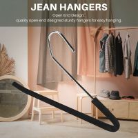 Open End Trouser Hangers Slack Hanger with Non- Foam Coated Black 5-Pack