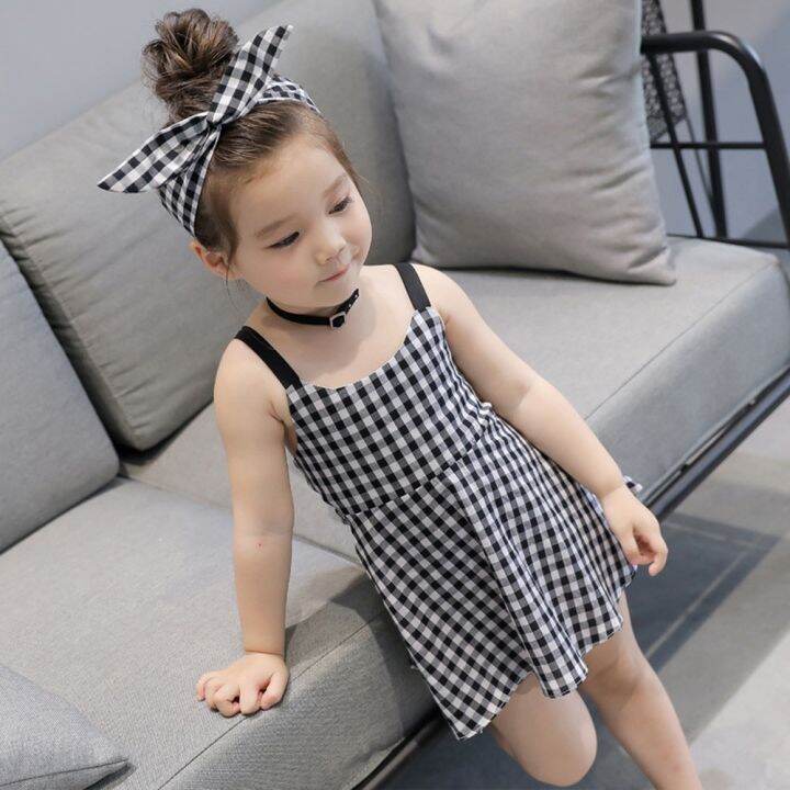 jeansame-dress-ชุด1-5years-เด็กวัยหัดเดินสาวเจ้าหญิงชุดสายรัดลายสก๊อตฤดูร้อนเด็กทารกชุดเดรสแขนกุด-vestido-festa-infantil