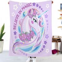 Cartoon Unicorn Flannel Blanket For Kids Boys Girls Christmas Gifts Picnic Travel Bed Sofa Chair Applicable All Season Blanket