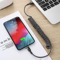 BEAP USB Type C Extension Retractabl สายชาร์จ LED IOS Braided Retractabl สายรับส่งข้อมูล Type C ต่อสายโอนย้ายข้อมูลชุดสัญญาณไฟ LED สายสปริง USB สาย USB ชาร์จเร็ว