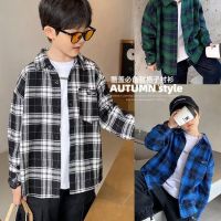 KON405 เสื้อเชิ้ตเด็กชายเสื้อเชิ้ตลายสก๊อตแขนยาวสำหรับเด็กรุ่นใหม่สำหรับฤดูใบไม้ร่วงและฤดูหนาวเสื้อแจ็คเก็ตเด็กชายแฟชั่นสไตล์เกาหลี