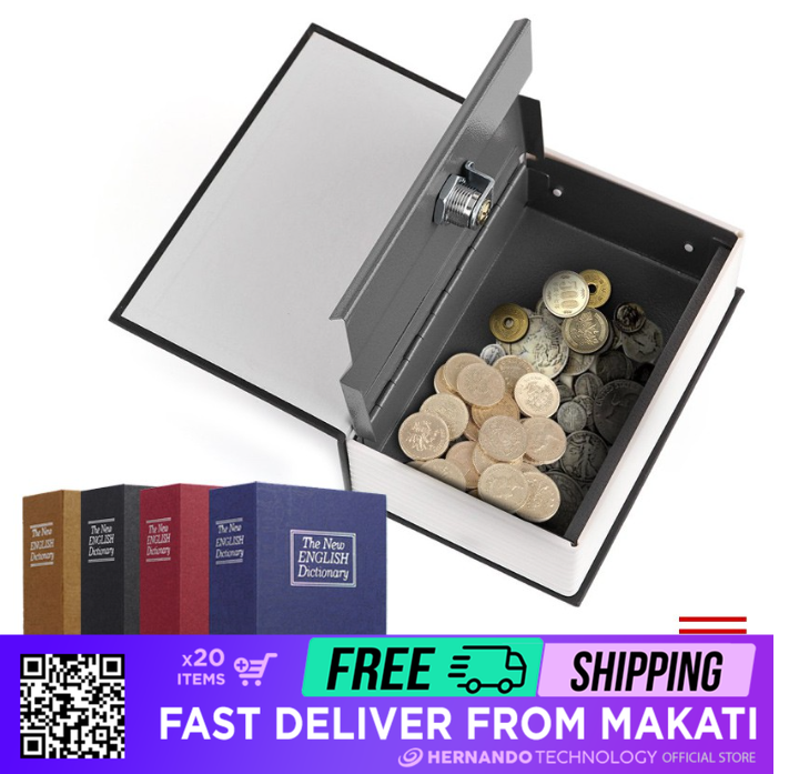 Metal Steel Dictionary Mini Safe Box Book Money Hidden Secret Security