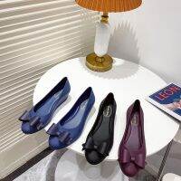 Yu xie jelly female 2022 new bow wedges baotou water shoes short canister boots non-slip rubber shoes cross-border kitchen