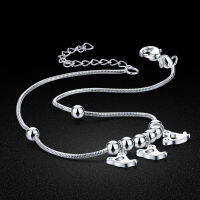 Summer cool sandals jewelry 925 silver anklet fashion womens ankle silver chain minimalist free gift box