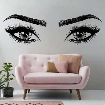 (สติ๊กเกอร์และรูปลอกติดผนัง) Bulu Mata Salon Kecantikan Dicker Alis Stiker Dinding Alis Vinyl Dinding Poster Bulu Mata Dekorasi LL2289 W