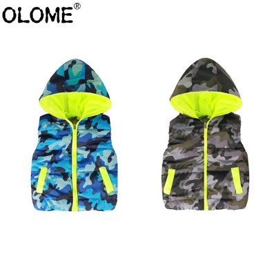 （Good baby store） Camo Kid Boys Vest Infant Baby Sleeveless Puffer Jacket Children Hooded Waistcoat Camouflage Toddler Outwear Kids Autumn Clothes