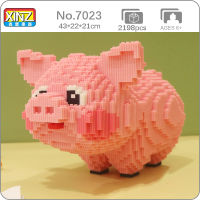 XZ 7023สัตว์โลกการ์ตูนหมูสีชมพูไวน์ยืนสัตว์เลี้ยง3D รุ่น DIY มินิเมจิกอิฐบล็อกอาคารของเล่นสำหรับเด็กไม่มีกล่อง