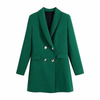 European and American style 2239295 New womens fashion mid-length double-breasted suit jacket 02239295251