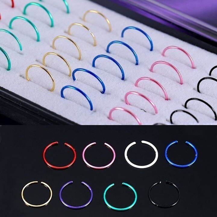 40pcs-box-2020-fashion-body-jewelry-9x0-6mm-colorful-stainless-steel-nose-hoop-nose-ring-stud-punk-style-body-piercing-jewelry