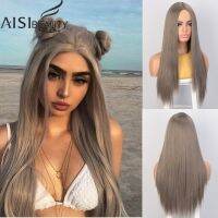 AISIBEAUTY Wigs for Women Omber 26inches Long Straight Wig Synthetic Wig Middle Part High Temperature Fiber Hair for Black Women Gift ของขวัญ