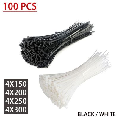 100 PCS Self-locking Plastic nylon cable tie black/white cable tie fastening ring 4x150 300 industrial cable tie cable tie set