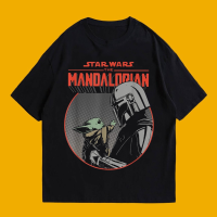 เสื้อยืดลำลองฤดูร้อน Star Wars The Mandalorian Mando And The Child Retro T-Shirt Mens Womens T-shirts
