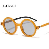 SO&amp;EI Ins Popular Fashion Round Sunglasses Women Retro Double Color Clear Lens Eyewear Men Trending Shades UV400 Sun Glasses Rotary Tool Parts Accesso