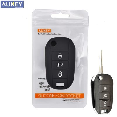 Kunci Remote Mobil ซิลิโคน3ปุ่มสำหรับ Peugeot 3008 208 308 508 408 2008 307ที่ใส่4008ผิว2018 2016 2017