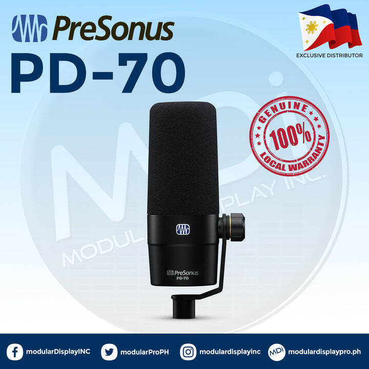 PreSonus PD70 Dynamic Cardioid Broadcast Microphone, Dynamic Vocal