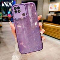 VRQR เคสโทรศัพท์สำหรับ Xiaomi Redmi 10C 10 Power เคสกันกระแทกกล้องรวมทุกอย่างแบบโปร่งใสไล่ระดับเคสลายกากเพชรระดับสูง10ระดับสี