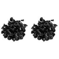 6Mm Hole Dia Black Plastic Rivets Fastener Bumper Push 60Pcs