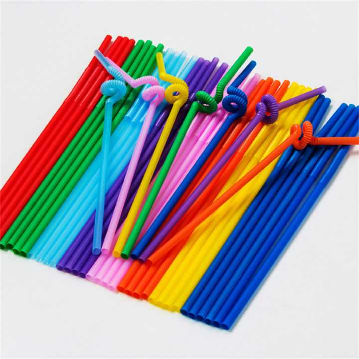 100pcs-drinking-birthday-straw-wedding-bendy-neon-flexible-coloured