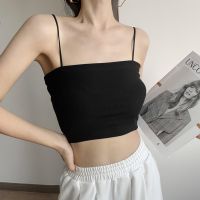 Genuine Uniqlo High-end Solid color short slim-fitting camisole with inner bottoming and outer wear with spaghetti straps. Versatile hot girl navel-baring strappy tube top