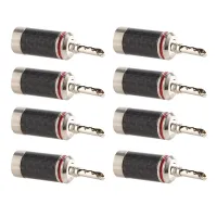 8Pcs Banana Plugs Hi-End HIFI DIY Carbon Fiber Copper Plated Rhodium Electrical Audio Jack Banana Connector Plug