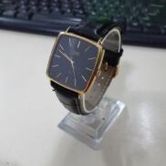Đồng hồ Citizen mạ vàng nam nữ form vuông vintage cổ điển dây da second
