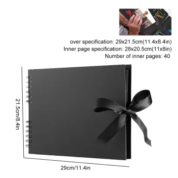 Photo album 80 black pages scrapbook Photo album for self-design 40 sheets  29x21.5cm photo book for gluing DIY 