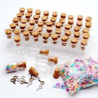 ▧ 50pcs 12x16mm Mini Small Glass Bottles with Clear Cork Stopper Tiny Vials Jars Containers