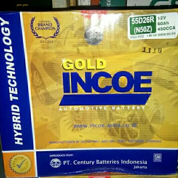 aki accu basah incoe gold n50z, truk tronton, engkel, colt diesel, elf