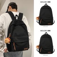 Schoolbag male college students shoulder bag female 2023 new large-capacity canvas bag black high school junior high school student backpack 【QYUE】