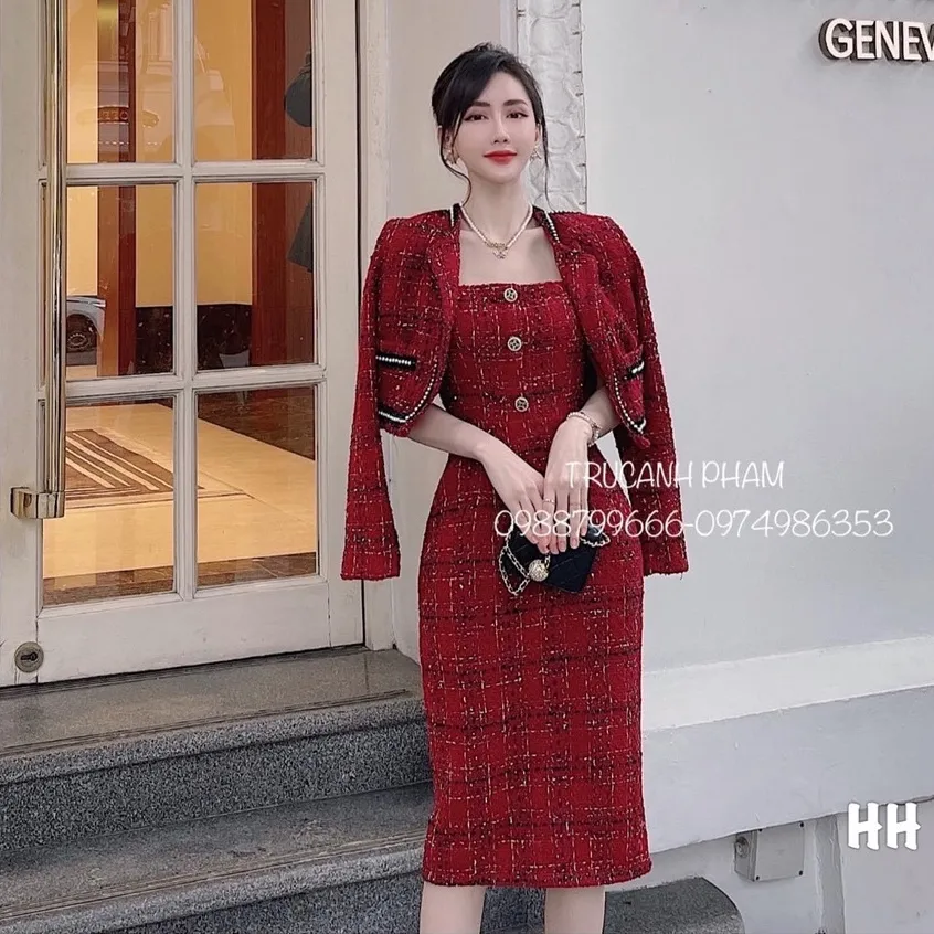 Váy dạ tweed 2 dây hồng  Shopee Việt Nam