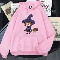 Hoodie Anime Penyihir Kecil Yang Lucu Hoodie Kucing Kartun Busana Bulu Streetwear Pria/Wanita Pakaian Y2K Hoody Estetika Size Xxs-4Xl