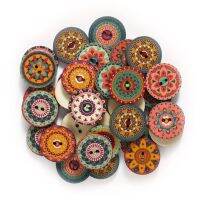 50pcs 15/20/25mm Vintage Round Wood Buttons Hand Sewing Scrapbook Clothing Crafts