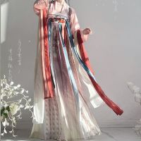 Spot parcel post Original Hanfu Han Elements Fairy Dress Tang Ancient Costume Chest Print Jacket and Dress Chinese Style Student Spring and Summer Suit