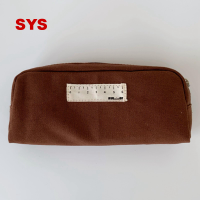 SYS กล่องดินสอกระเป๋าใส่ปากกาผ้าใบ,กล่องดินสออุปกรณ์โรงเรียนความจุมาก Pouch Pensil สีดำ