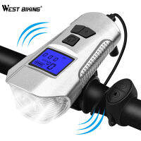 WEST BIKING Bicycle Electric Bell USB Rechargeable Handlebar Safety Light Waterproof Cycling Stopwatch Computer Bike Speaker