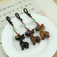 Nordic Green Sandalwood Fawn Rosewood Elk Pendant Keychain Pendant Deer Phone Car Chain Accessories