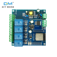 [100% Original] Diymore ESP32-WROOM Development Board Four-Way Relay โมดูล ESP32 WiFi &amp; BLE โมดูลแหล่งจ่ายไฟ AC220V/DC5-30V ขนาดใหญ่ความจุ4M ไบต์แฟลชสำหรับ ESP32